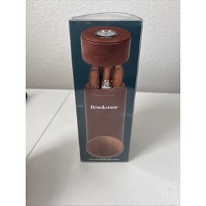 Brookstone Cigar Travel Tube Humidor Removable Hygrometer Cedar Lined Holds 6